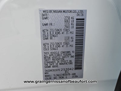 2026 Nissan Pathfinder Platinum